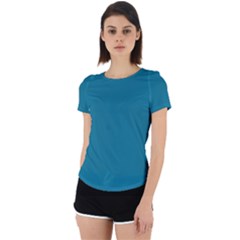 Mosaic Blue Pantone Solid Color Back Cut Out Sport Tee