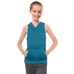 Mosaic Blue Pantone Solid Color Kids  Sleeveless Hoodie