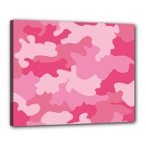 Camo Pink Canvas 20  X 16  (stretched) by MooMoosMumma