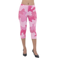 Camo Pink Lightweight Velour Capri Leggings  by MooMoosMumma