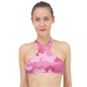 Camo Pink High Neck Bikini Top View1