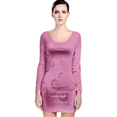 Pink Intricate Swirls Pattern Long Sleeve Bodycon Dress by SpinnyChairDesigns