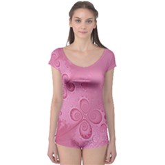 Pink Intricate Swirls Pattern Boyleg Leotard  by SpinnyChairDesigns