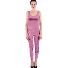 Pink Intricate Swirls Pattern One Piece Catsuit by SpinnyChairDesigns