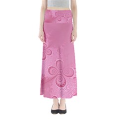 Pink Intricate Swirls Pattern Full Length Maxi Skirt by SpinnyChairDesigns