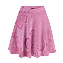 Pink Intricate Swirls Pattern High Waist Skirt by SpinnyChairDesigns