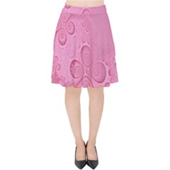 Pink Intricate Swirls Pattern Velvet High Waist Skirt by SpinnyChairDesigns