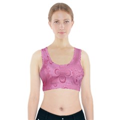 Pink Intricate Swirls Pattern Sports Bra With Pocket by SpinnyChairDesigns