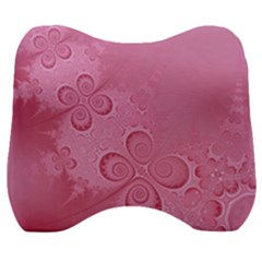 Pink Intricate Swirls Pattern Velour Head Support Cushion by SpinnyChairDesigns