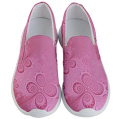 Pink Intricate Swirls Pattern Men s Lightweight Slip Ons by SpinnyChairDesigns