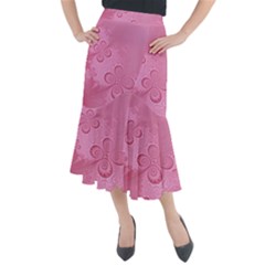 Pink Intricate Swirls Pattern Midi Mermaid Skirt by SpinnyChairDesigns