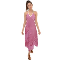 Pink Intricate Swirls Pattern Halter Tie Back Dress  by SpinnyChairDesigns