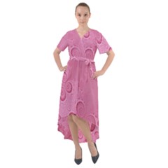 Pink Intricate Swirls Pattern Front Wrap High Low Dress by SpinnyChairDesigns