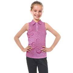 Pink Intricate Swirls Pattern Kids  Sleeveless Polo Tee