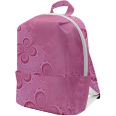 Pink Intricate Swirls Pattern Zip Up Backpack by SpinnyChairDesigns