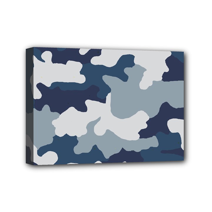 Camo Blue Mini Canvas 7  x 5  (Stretched)