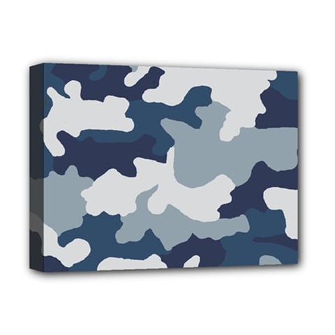 Camo Blue Deluxe Canvas 16  X 12  (stretched)  by MooMoosMumma