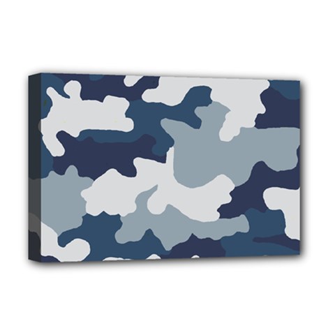 Camo Blue Deluxe Canvas 18  X 12  (stretched) by MooMoosMumma