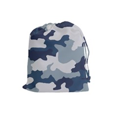 Camo Blue Drawstring Pouch (large)