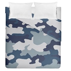 Camo Blue Duvet Cover Double Side (queen Size) by MooMoosMumma