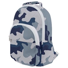 Camo Blue Rounded Multi Pocket Backpack by MooMoosMumma