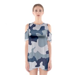 Camo Blue Shoulder Cutout One Piece Dress by MooMoosMumma