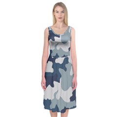 Camo Blue Midi Sleeveless Dress by MooMoosMumma