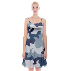 Camo Blue Spaghetti Strap Velvet Dress by MooMoosMumma