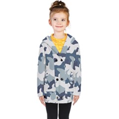 Camo Blue Kids  Double Breasted Button Coat by MooMoosMumma