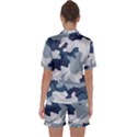 Camo Blue Satin Short Sleeve Pyjamas Set View2