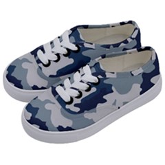 Camo Blue Kids  Classic Low Top Sneakers by MooMoosMumma