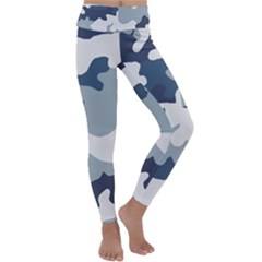 Camo Blue Kids  Lightweight Velour Classic Yoga Leggings by MooMoosMumma