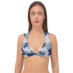 Camo Blue Double Strap Halter Bikini Top by MooMoosMumma