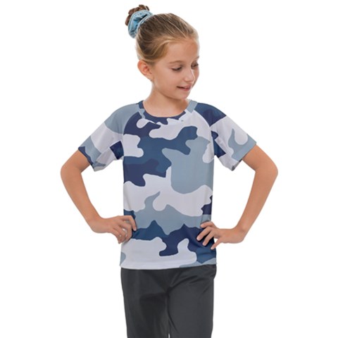 Camo Blue Kids  Mesh Piece Tee by MooMoosMumma