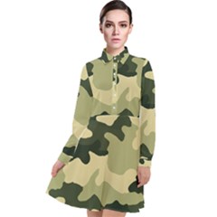 Camo Green Long Sleeve Chiffon Shirt Dress by MooMoosMumma