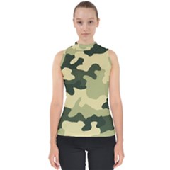 Camo Green Mock Neck Shell Top by MooMoosMumma