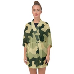 Camo Green Half Sleeve Chiffon Kimono by MooMoosMumma