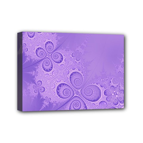 Purple Intricate Swirls Pattern Mini Canvas 7  X 5  (stretched) by SpinnyChairDesigns