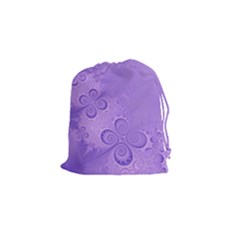 Purple Intricate Swirls Pattern Drawstring Pouch (small) by SpinnyChairDesigns