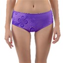 Purple Intricate Swirls Pattern Reversible Mid-Waist Bikini Bottoms View1