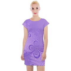 Purple Intricate Swirls Pattern Cap Sleeve Bodycon Dress by SpinnyChairDesigns