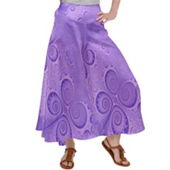 Purple Intricate Swirls Pattern Satin Palazzo Pants by SpinnyChairDesigns