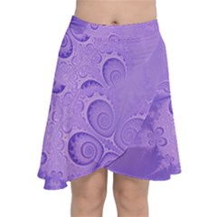 Purple Intricate Swirls Pattern Chiffon Wrap Front Skirt by SpinnyChairDesigns