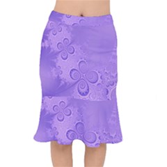 Purple Intricate Swirls Pattern Short Mermaid Skirt by SpinnyChairDesigns