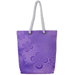 Purple Intricate Swirls Pattern Full Print Rope Handle Tote (small) by SpinnyChairDesigns