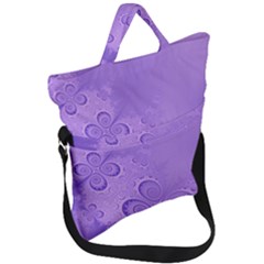 Purple Intricate Swirls Pattern Fold Over Handle Tote Bag by SpinnyChairDesigns