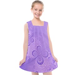 Purple Intricate Swirls Pattern Kids  Cross Back Dress by SpinnyChairDesigns