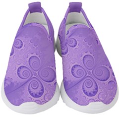 Purple Intricate Swirls Pattern Kids  Slip On Sneakers by SpinnyChairDesigns