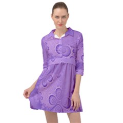 Purple Intricate Swirls Pattern Mini Skater Shirt Dress by SpinnyChairDesigns