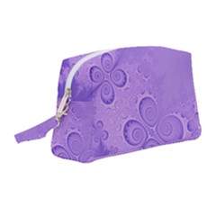 Purple Intricate Swirls Pattern Wristlet Pouch Bag (medium) by SpinnyChairDesigns